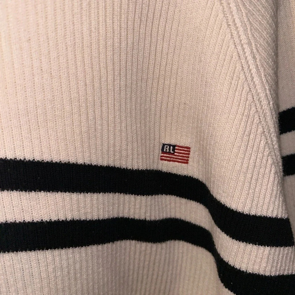 Ralph Lauren Knit Cotton American Flag Striped Crewneck Pullover Sweater - Picture 2 of 4